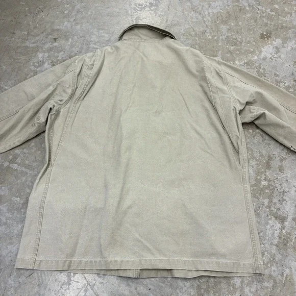 LL Bean Mens Field Jacket Mens Large Beige Collar Barn Chore Unlined - Picture 10 of 14